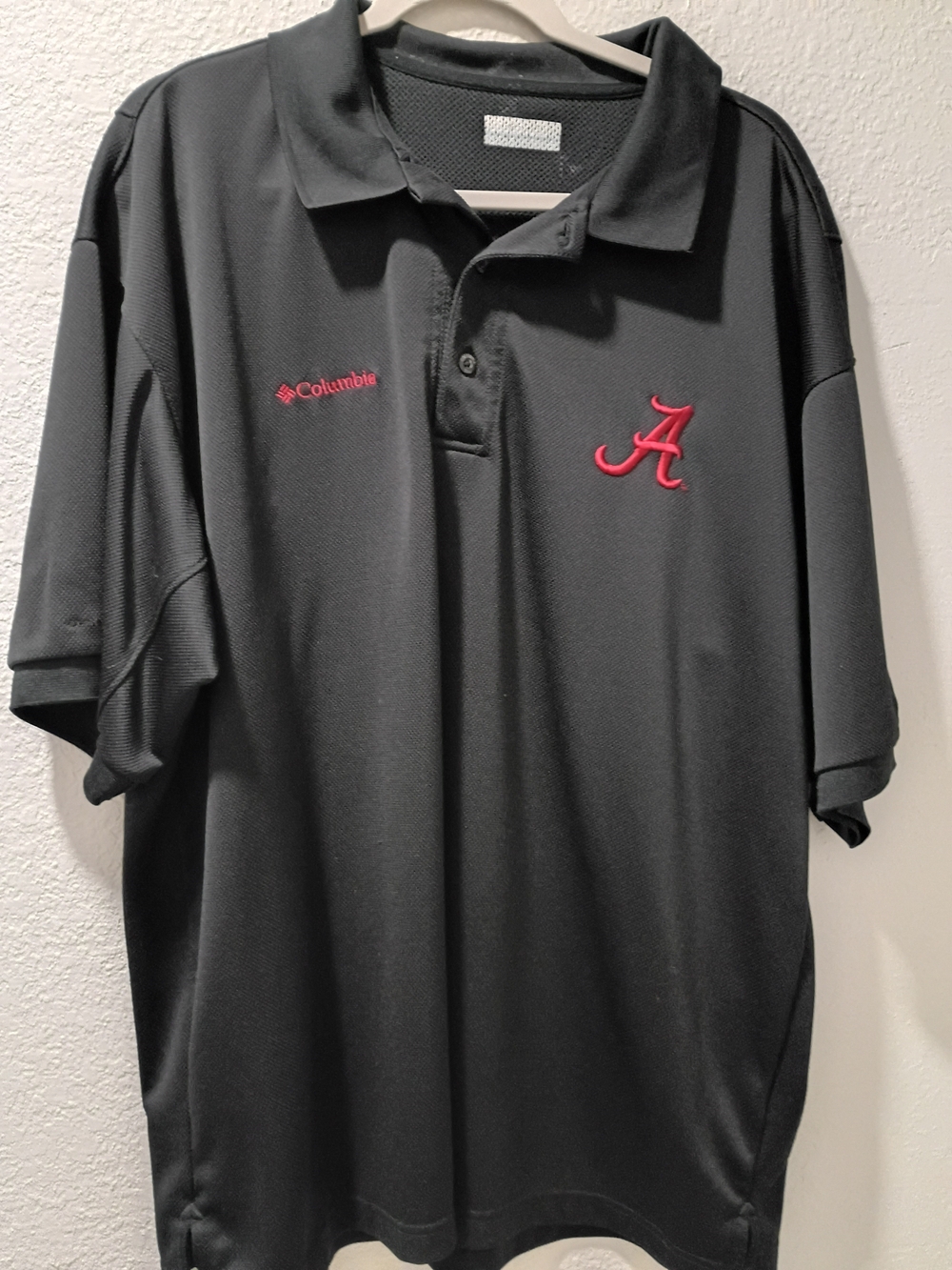 Columbia Men's PFG Alabama Crimson Tide Black Polo with Red Logo XL
